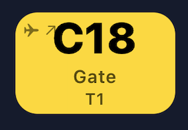 WaiAir gate badge — Gate C18, Terminal 1